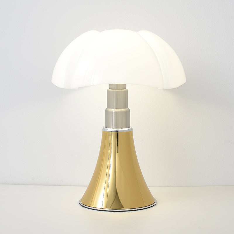 Lampada da tavolo a fungo rétro moderna — LED integrato, finitura lucida