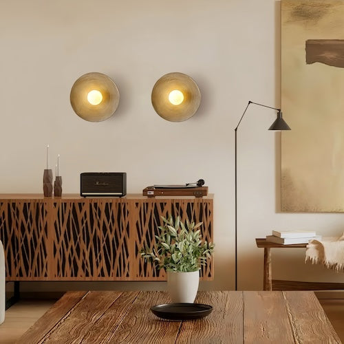 Applique da parete LED artigianale - struttura scolpita effetto venatura del legno, luce ambientale soffusa