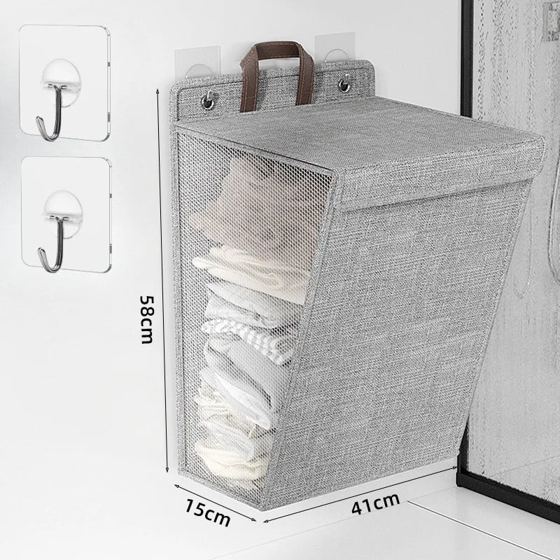 Wallora Foldable Wall-Mounted Laundry Basket — Adhesive Hamper