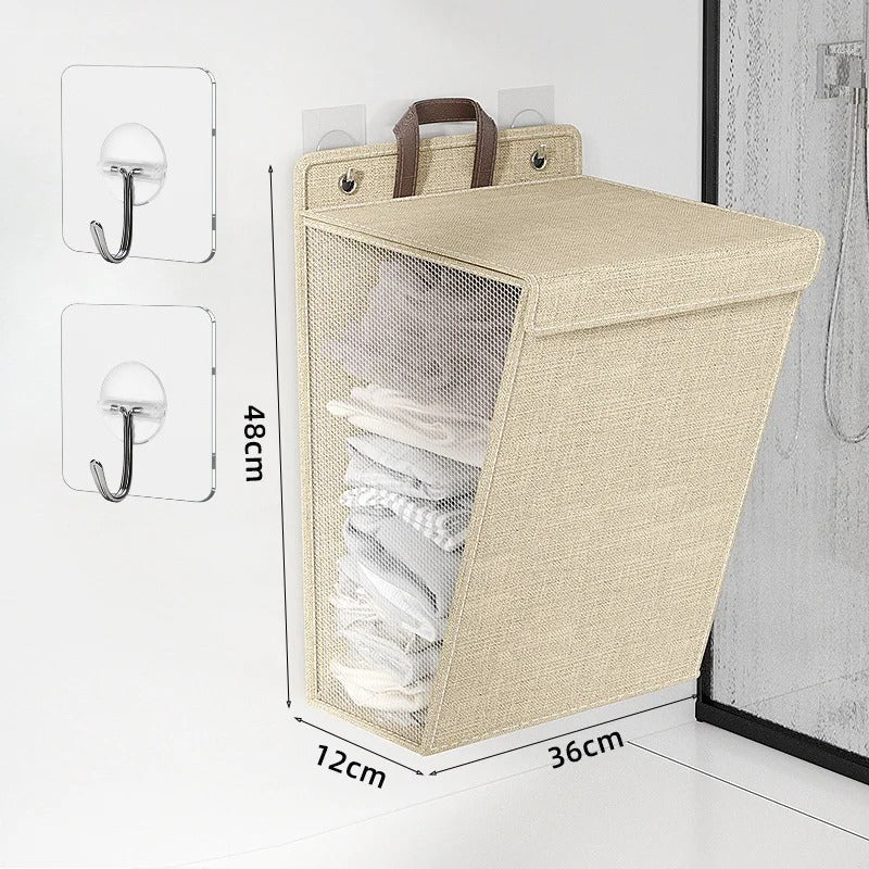 Wallora Foldable Wall-Mounted Laundry Basket — Adhesive Hamper