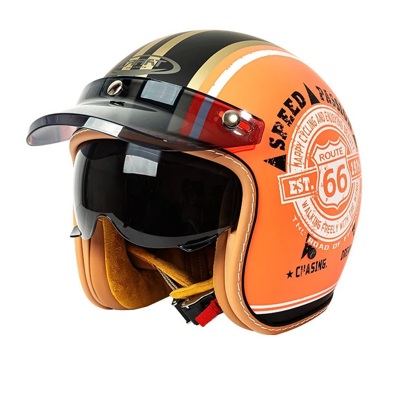 The Street King - Vintage Open Face Helmet - DOT & ECE Approved - Meowbutter