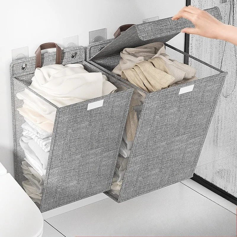 Wallora Foldable Wall-Mounted Laundry Basket — Adhesive Hamper