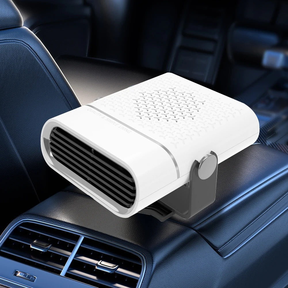 Car Fan - 4-in-1 Heating & Cooling - 12V/24V - 360 Degree Rotation - White & Black | meowbutter