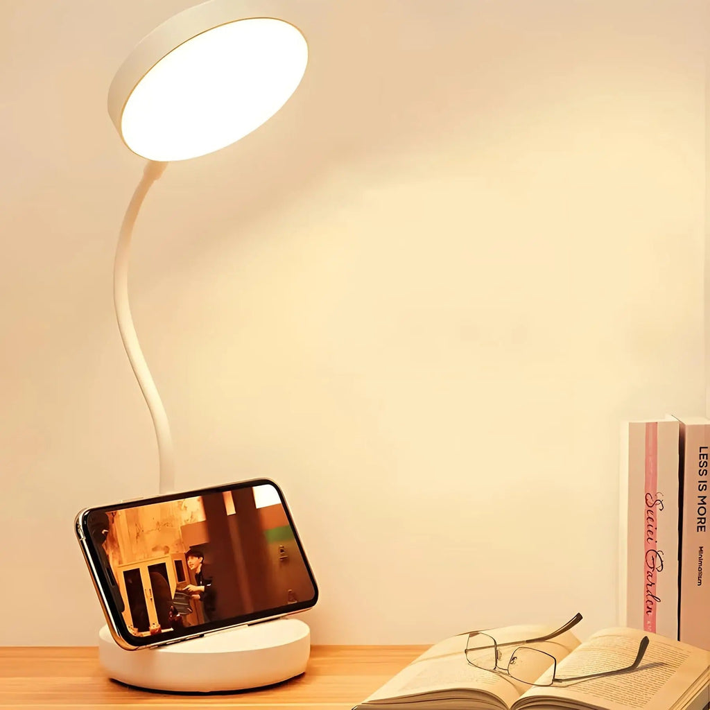 Lampada da scrivania LED con ricarica USB | Lampada da lettura regolabile a collo di cigno | Meowbutter