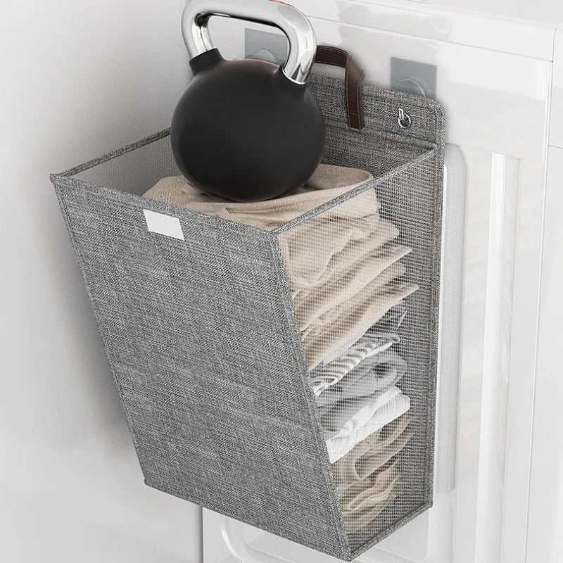 Wallora Foldable Wall-Mounted Laundry Basket — Adhesive Hamper