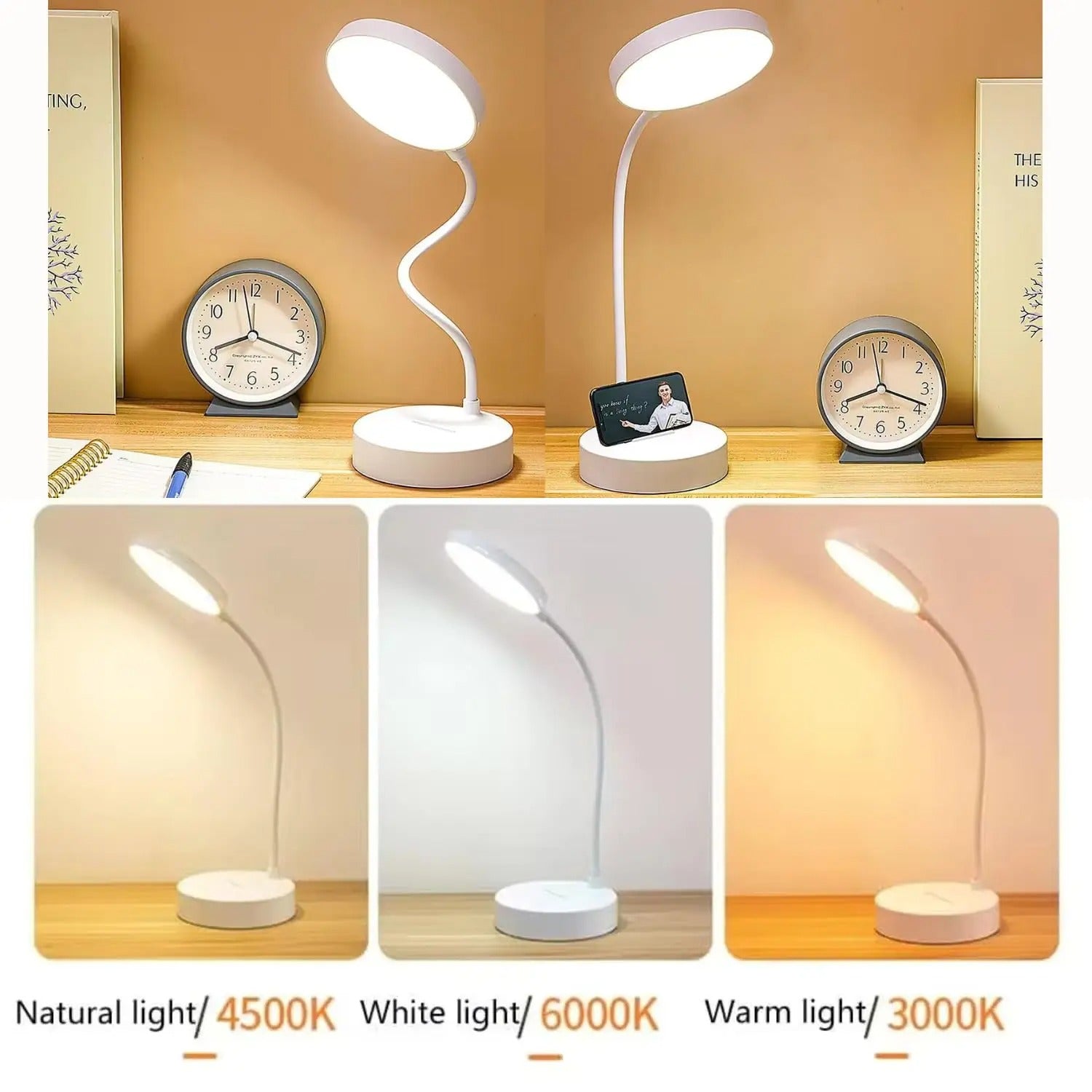 Lampada da scrivania LED con ricarica USB | Lampada da lettura regolabile a collo di cigno | Meowbutter