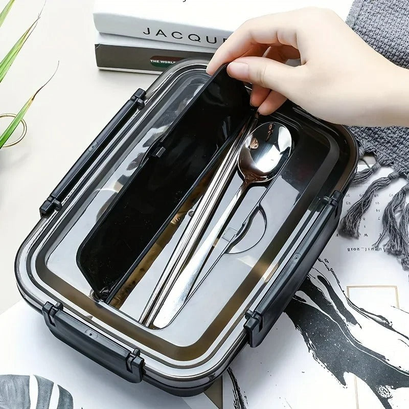 BentoBox Leakproof Stainless Steel Lunch Box — Three Compartments