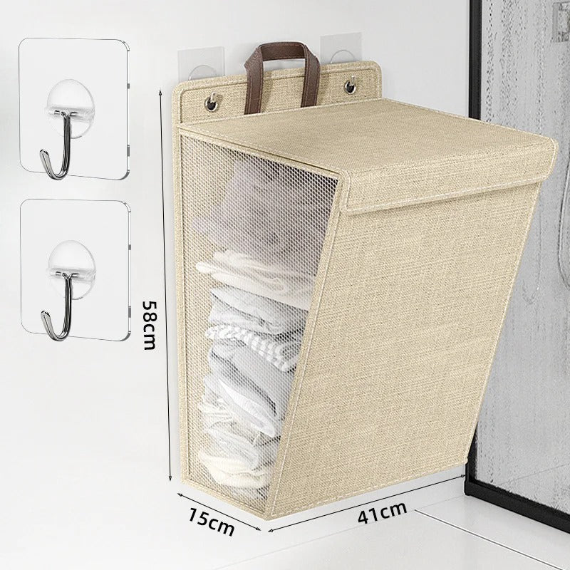 Wallora Foldable Wall-Mounted Laundry Basket — Adhesive Hamper