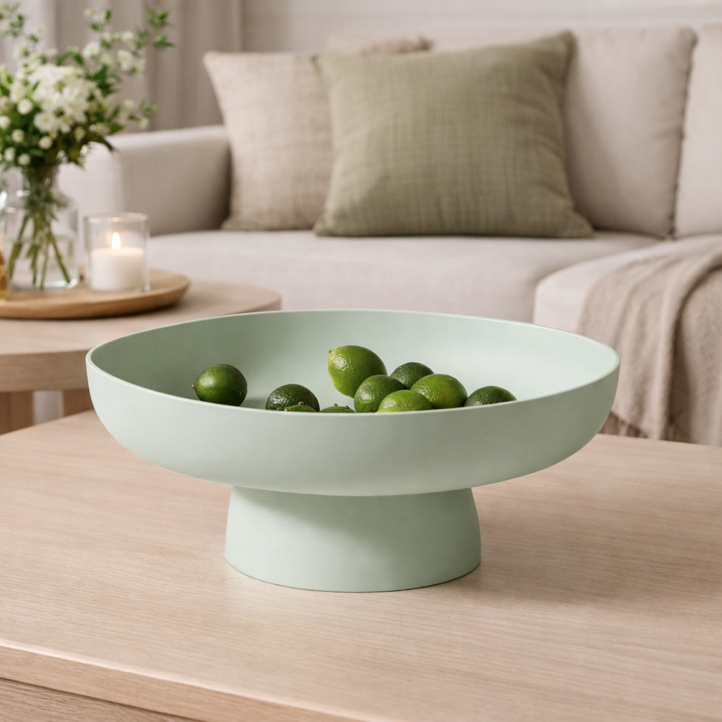 Retro Ceramic Fruit Bowl — Elevated Pedestal Base