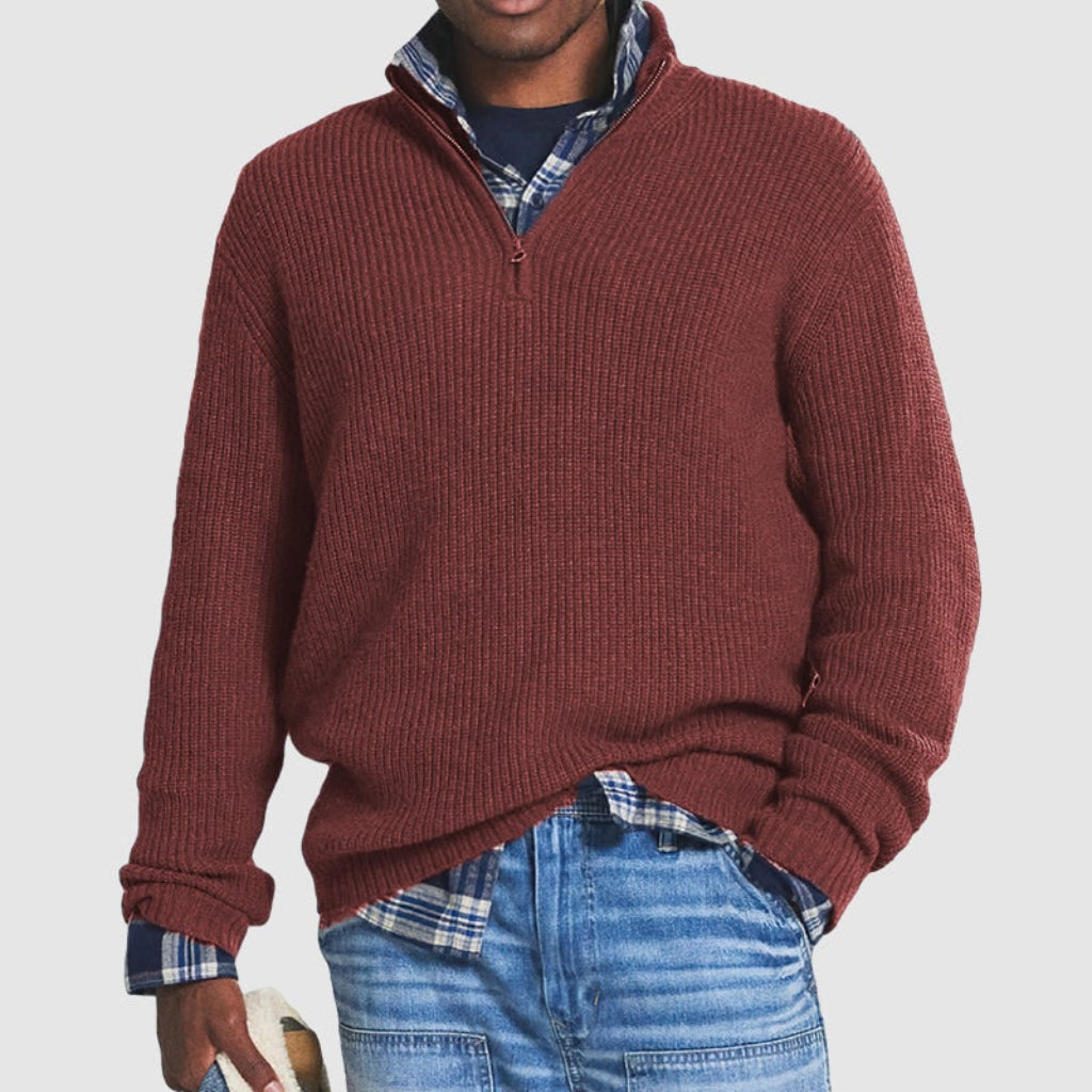 Mens Crew Neck Zipper Sweater Modern Design | Business Casual | Meowbutter