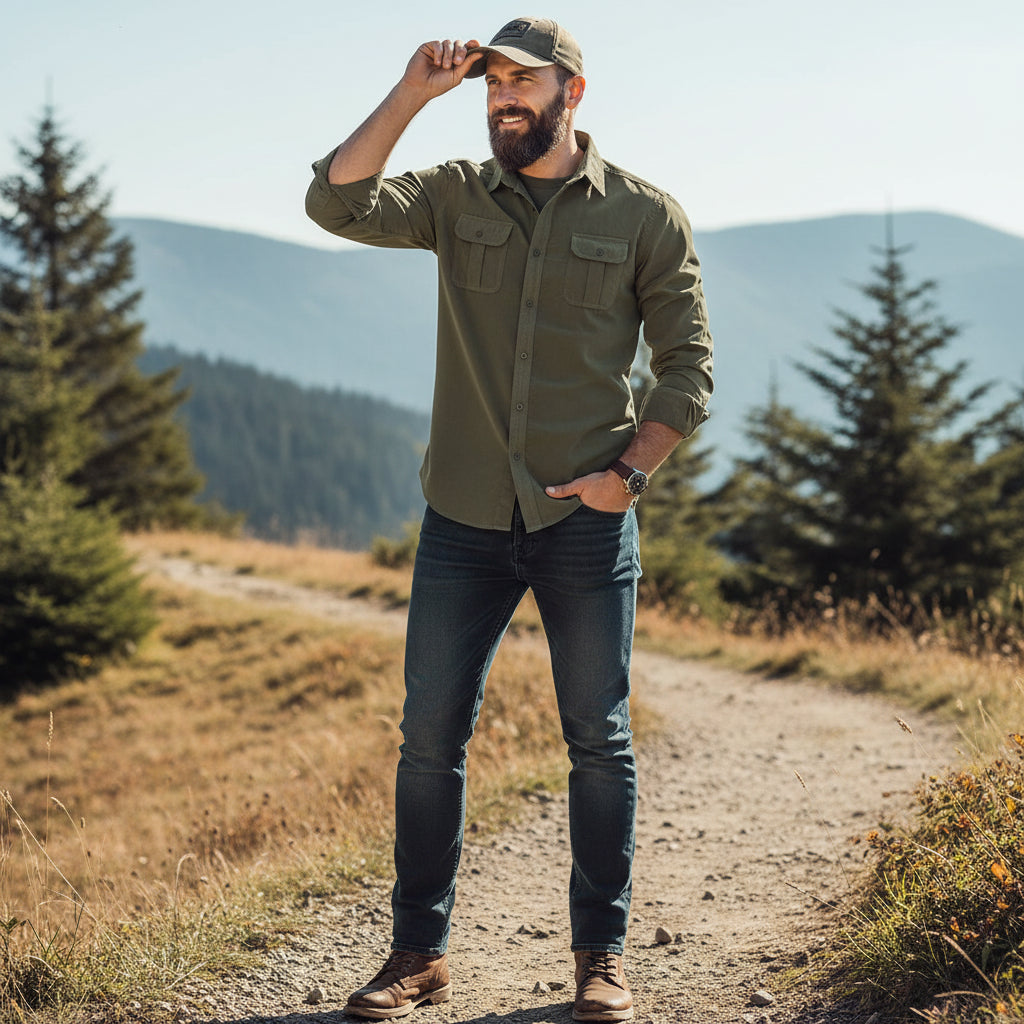 Mens Dress Shirt Button Up Casual Buttoned Collar | Meowbutter