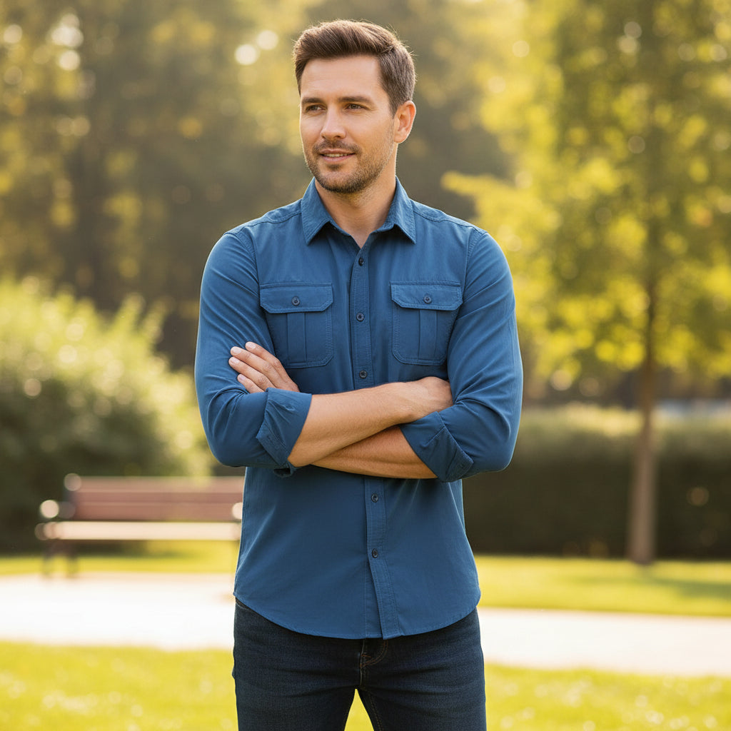 Mens Dress Shirt Button Up Casual Buttoned Collar | Meowbutter