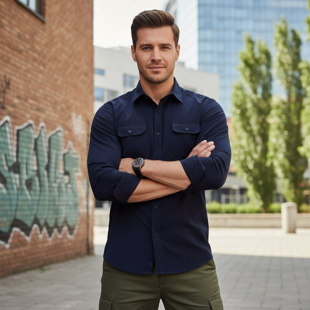 Mens Dress Shirt Button Up Casual Buttoned Collar | Meowbutter