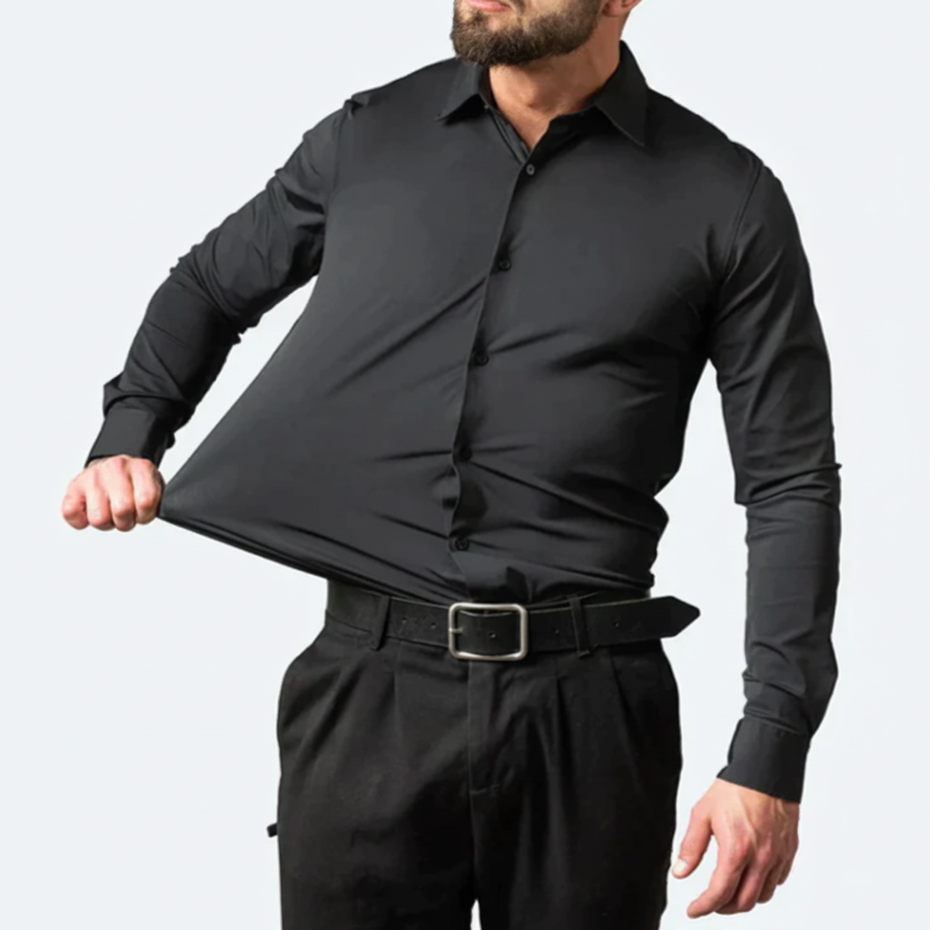 Camicia da uomo elegante stretch fit a manica lunga con bottoni | Meowbutter