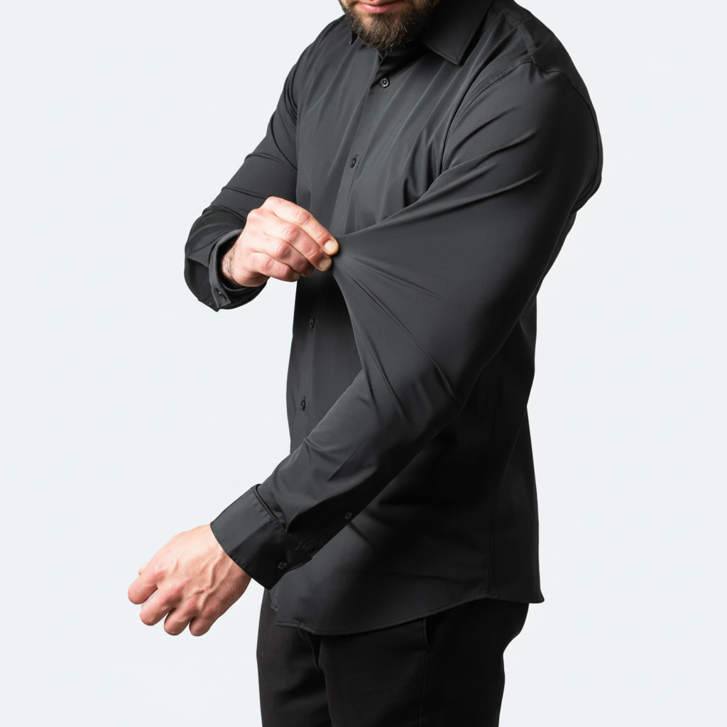 Camicia da uomo elegante stretch fit a manica lunga con bottoni | Meowbutter