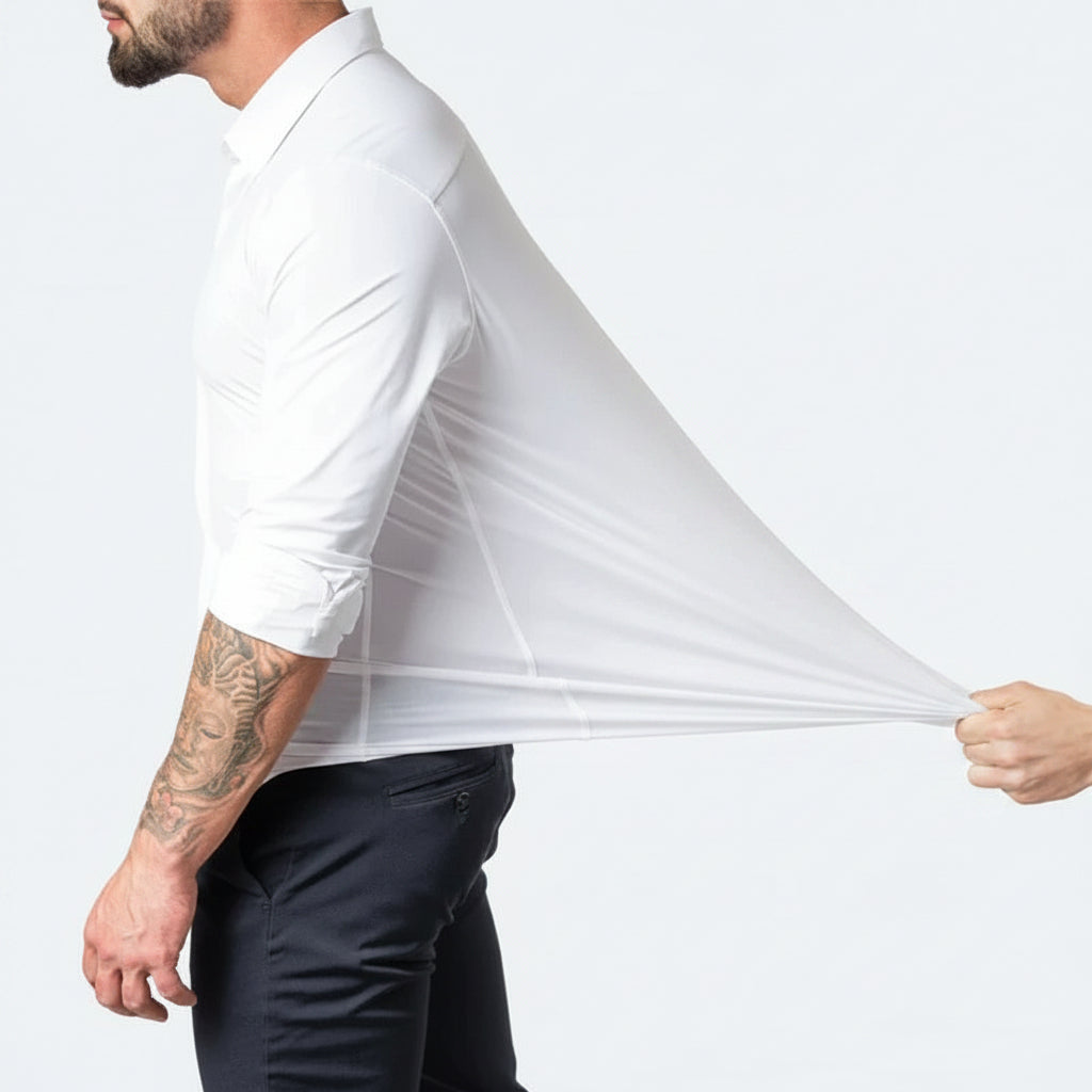 Camicia da uomo elegante stretch fit a manica lunga con bottoni | Meowbutter