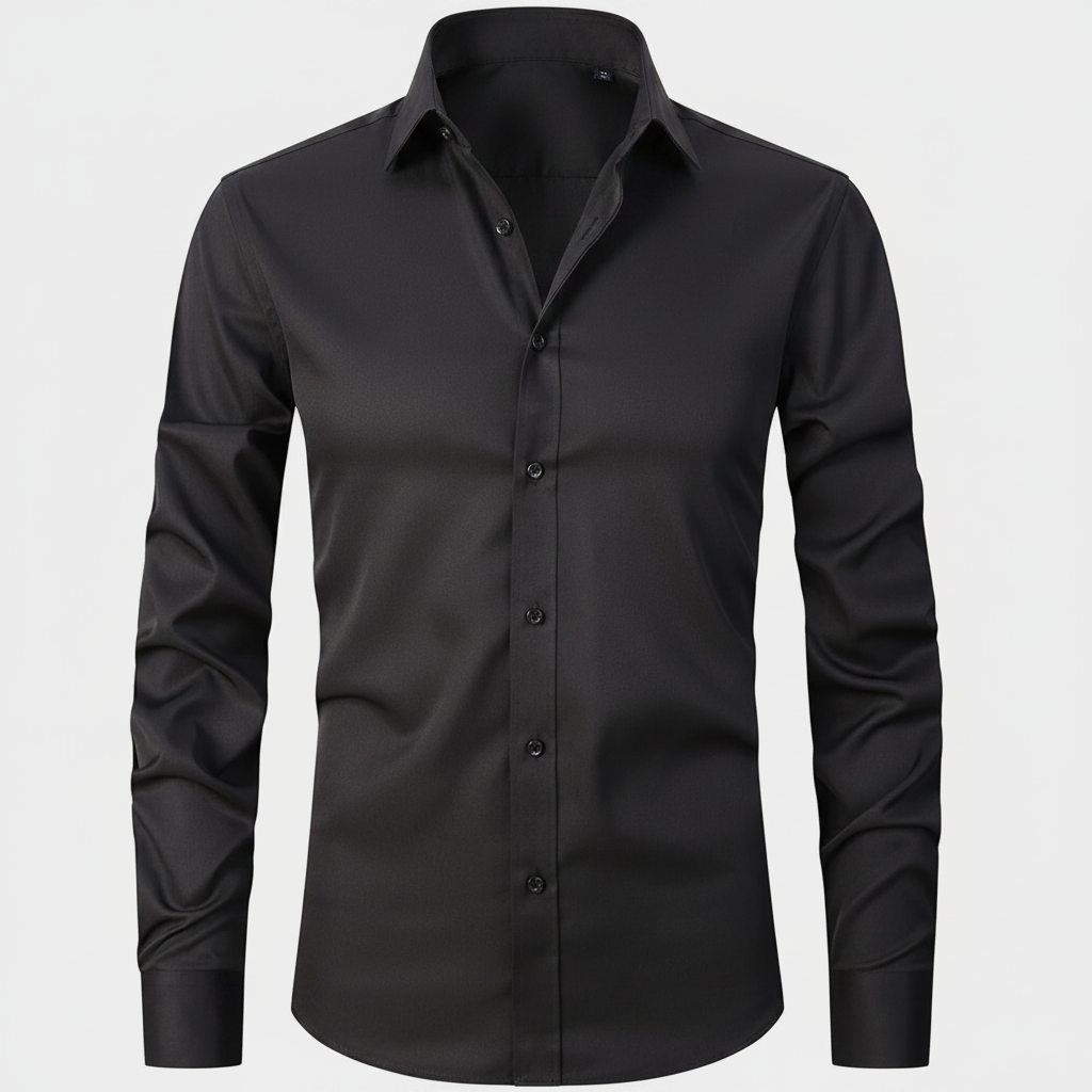 Camicia da uomo elegante stretch fit a manica lunga con bottoni | Meowbutter