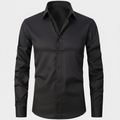 Camicia da uomo elegante stretch fit a manica lunga con bottoni | Meowbutter