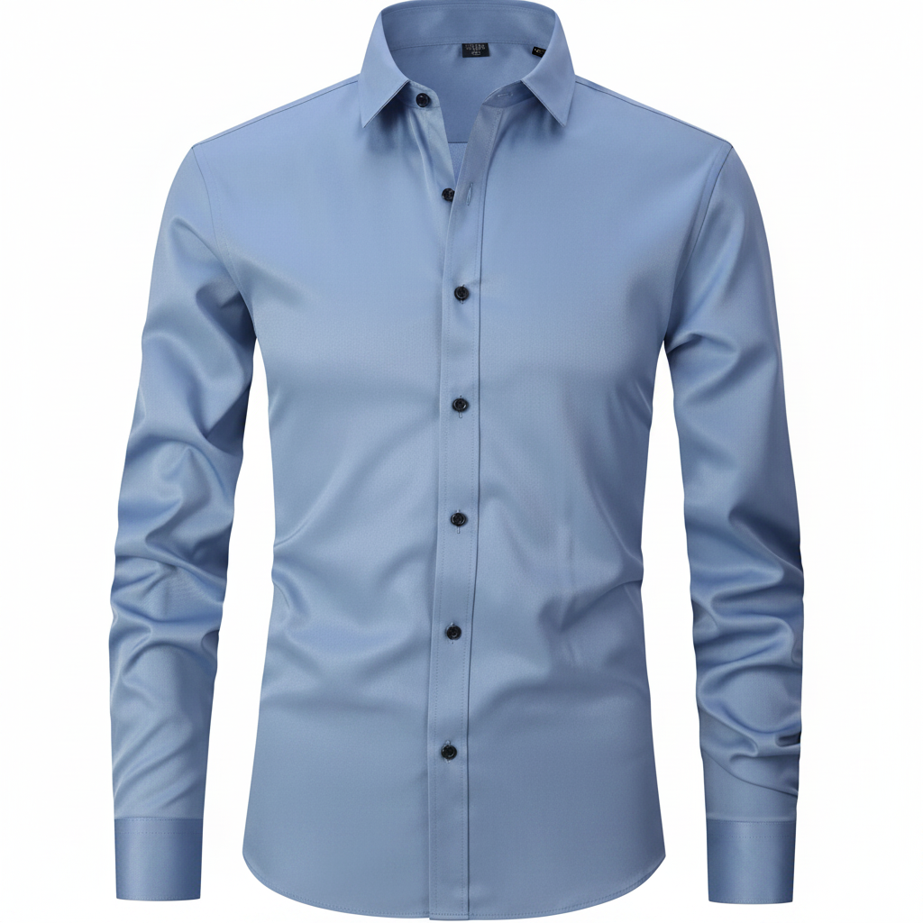 Camicia da uomo elegante stretch fit a manica lunga con bottoni | Meowbutter