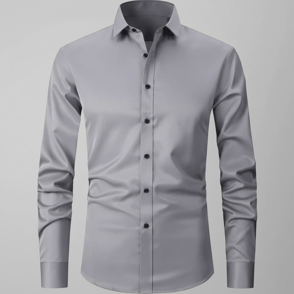 Camicia da uomo elegante stretch fit a manica lunga con bottoni | Meowbutter