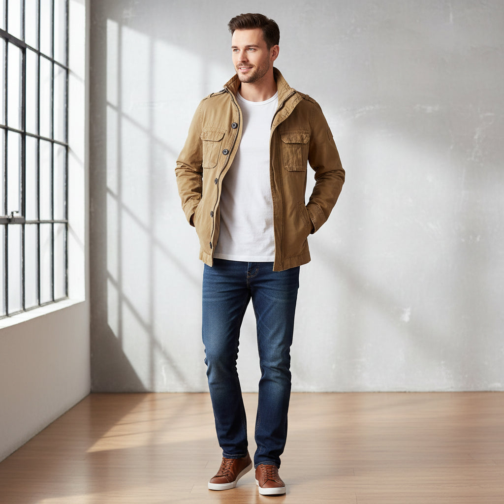 Pánská ležérní bunda na zip — uvolněný moderní střih