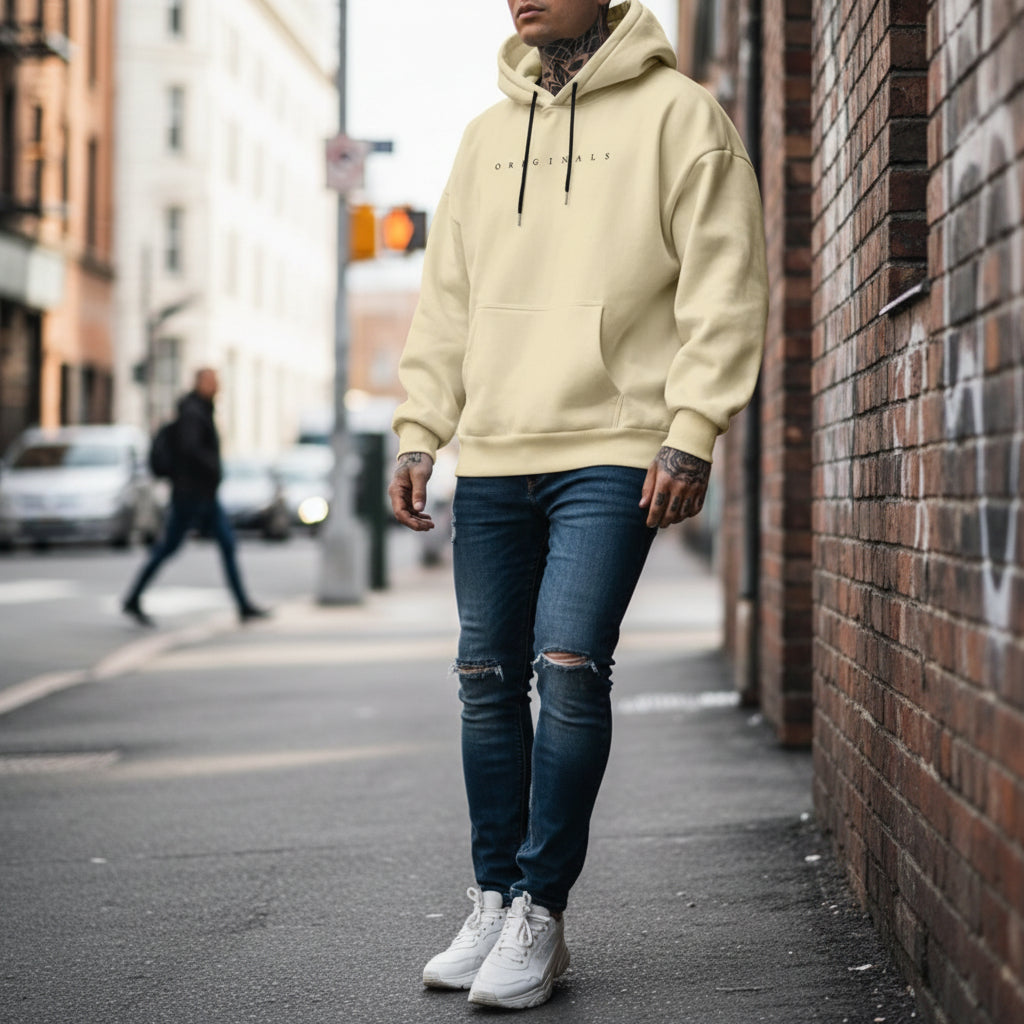 Herre Oversized Hoodie med Lange Ærmer Sweatshirt | Casual | Meowbutter