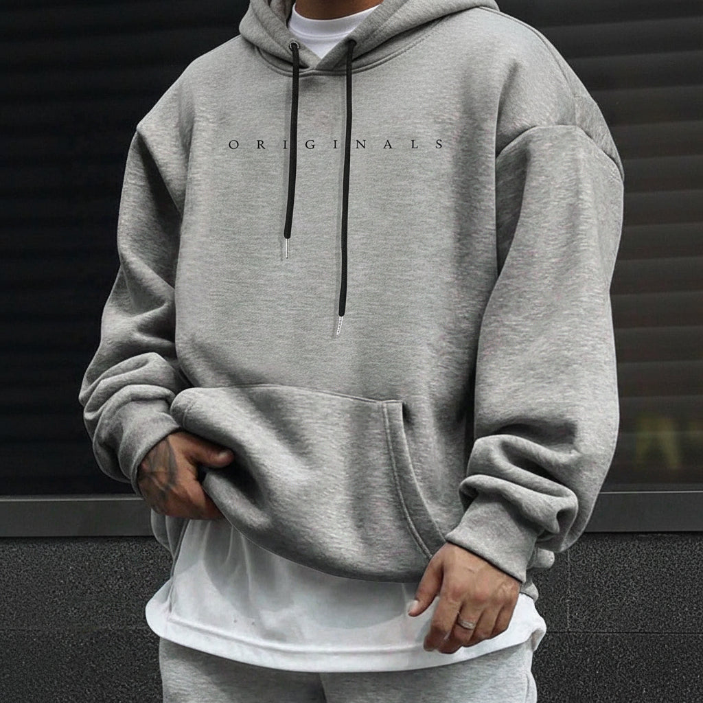 Herre Oversized Hoodie med Lange Ærmer Sweatshirt | Casual | Meowbutter