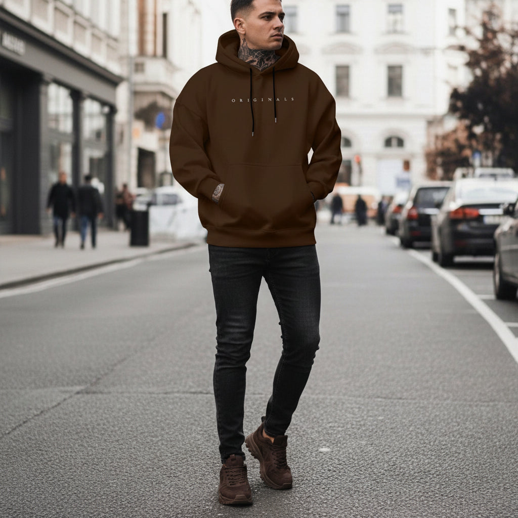 Herre Oversized Hoodie med Lange Ærmer Sweatshirt | Casual | Meowbutter