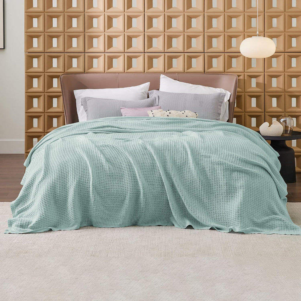 Waffelpiqué-Decke aus 100 % Baumwolle von Cozy Haven in Queensize — weiche, atmungsaktive, offen gewebte Struktur