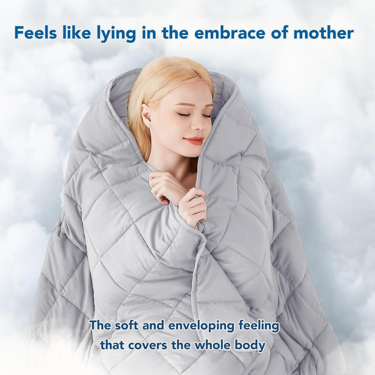 Pătură ponderată Cozy Comfort — țesătură din microfibră răcoritoare, umplutură cu reglare termică