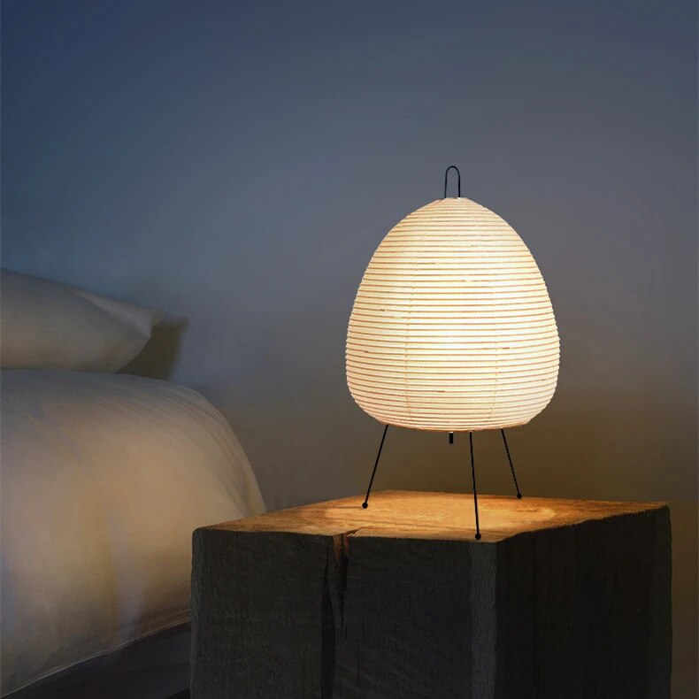 Minimalist Zen Table Lamp — Handformed Rice Paper Shade