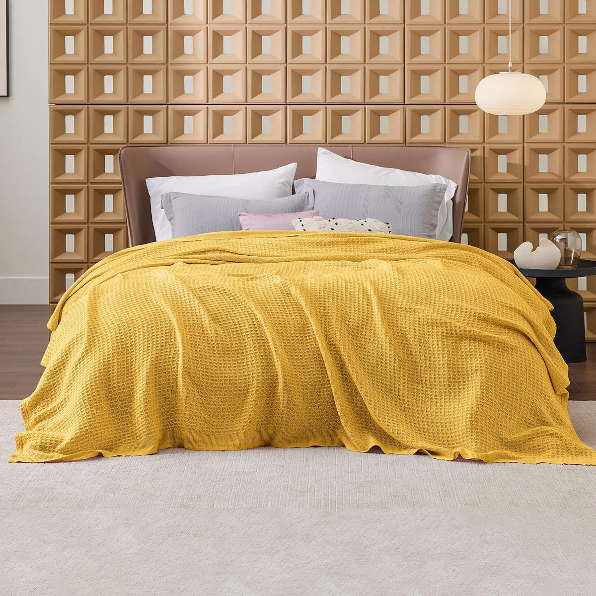 Waffelpiqué-Decke aus 100 % Baumwolle von Cozy Haven in Queensize — weiche, atmungsaktive, offen gewebte Struktur