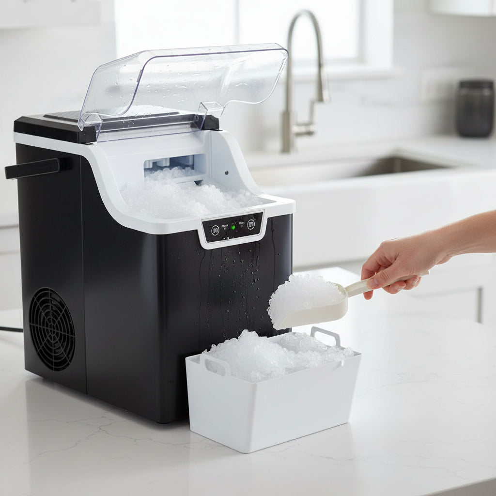 Macchina per ghiaccio a pepite da banco portatile compatta per cucina | Meowbutter