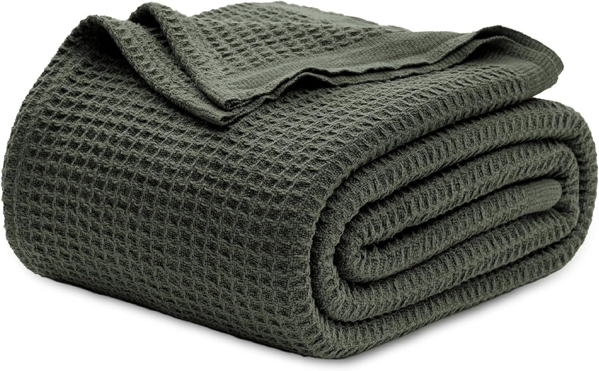 Waffelpiqué-Decke aus 100 % Baumwolle von Cozy Haven in Queensize — weiche, atmungsaktive, offen gewebte Struktur