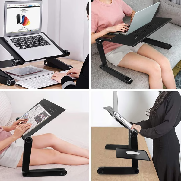 Support pour ordinateur portable - Alliage d'aluminium - Réglable à 360 degrés - Pliable jusqu'à 4 cm - Compatible avec les ordinateurs portables de 7 à 21 pouces | meowbutter