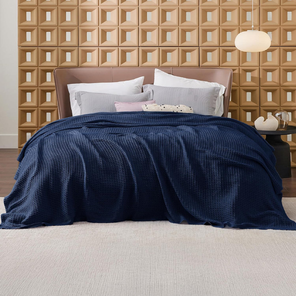 Waffelpiqué-Decke aus 100 % Baumwolle von Cozy Haven in Queensize — weiche, atmungsaktive, offen gewebte Struktur