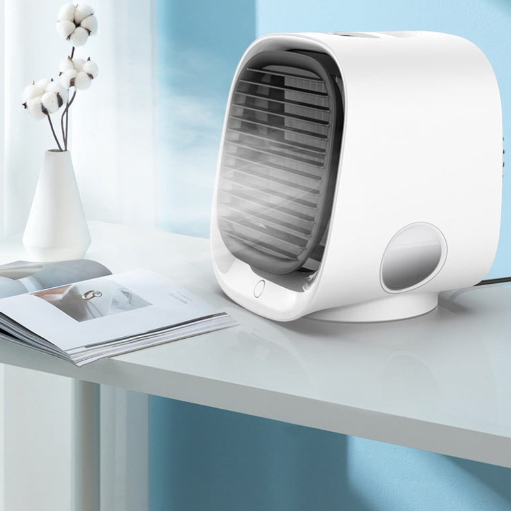 Mini személyi léghűtő - USB-ről táplált asztali ventilátor és hordozható hűtőegység