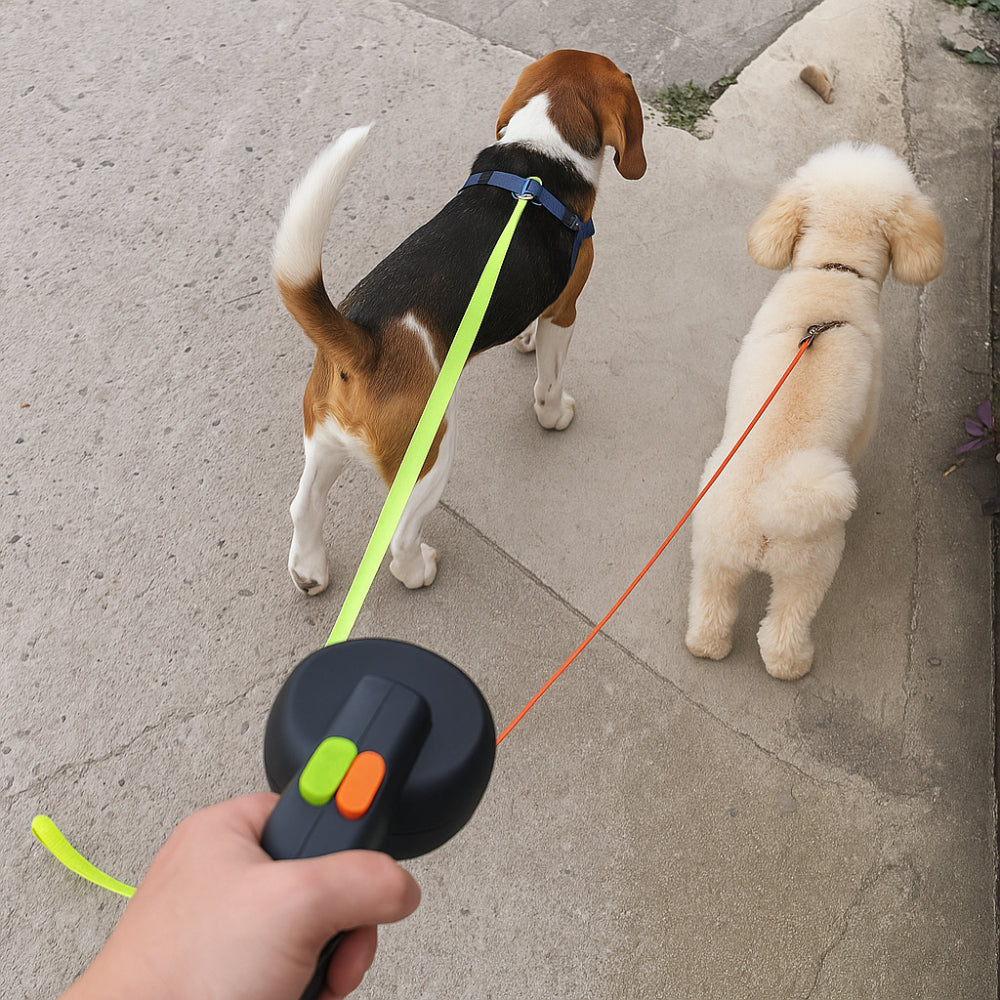 Ausziehbare Hundeleine mit Doppelschlaufengriff | Meowbutter
