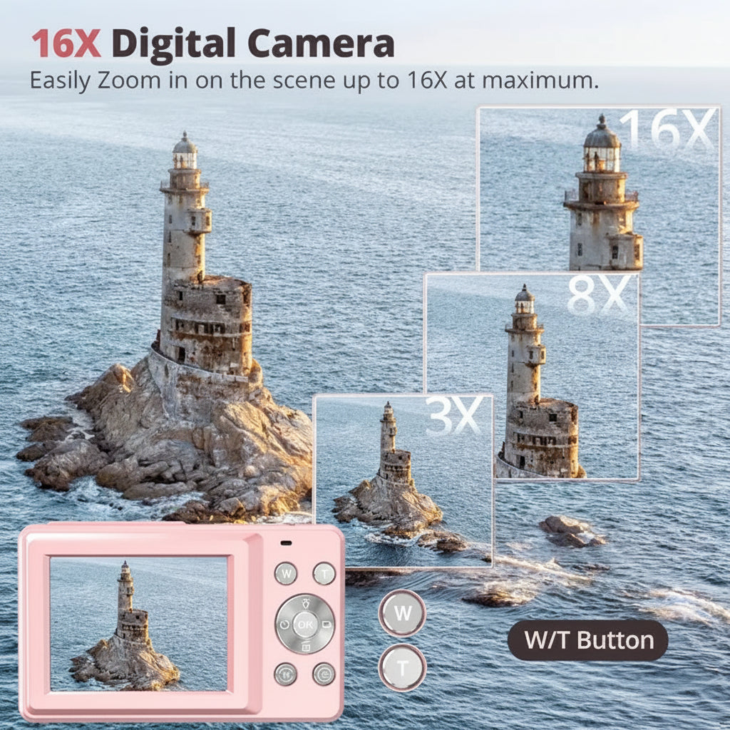 Kompakt retro point-and-shoot digitális fényképezőgép — 1080p videó