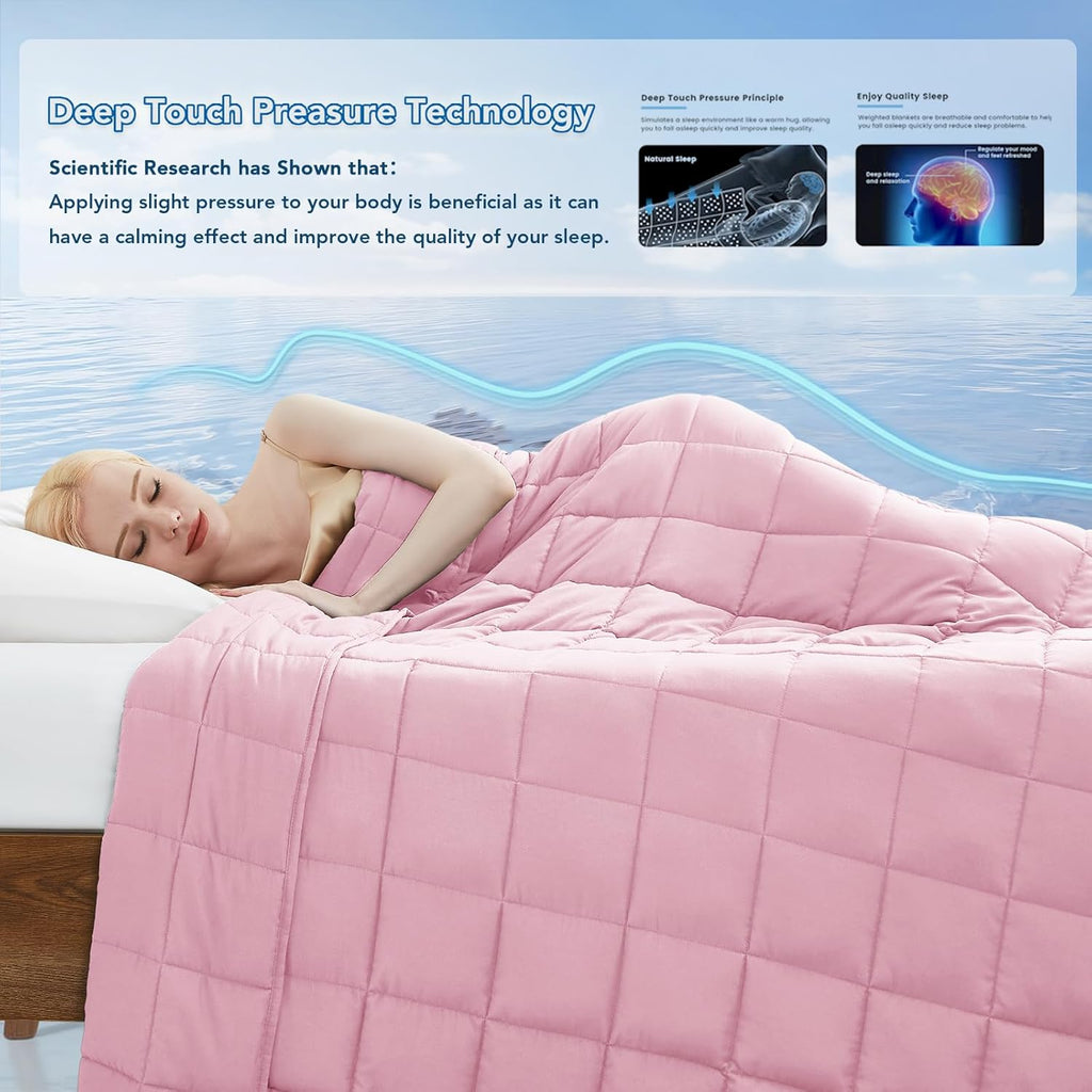Pătură ponderată Cozy Comfort — țesătură din microfibră răcoritoare, umplutură cu reglare termică
