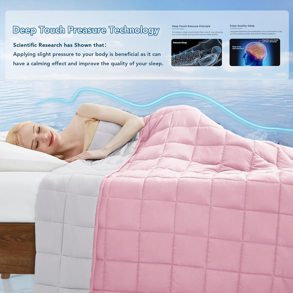 Pătură ponderată Cozy Comfort — țesătură din microfibră răcoritoare, umplutură cu reglare termică
