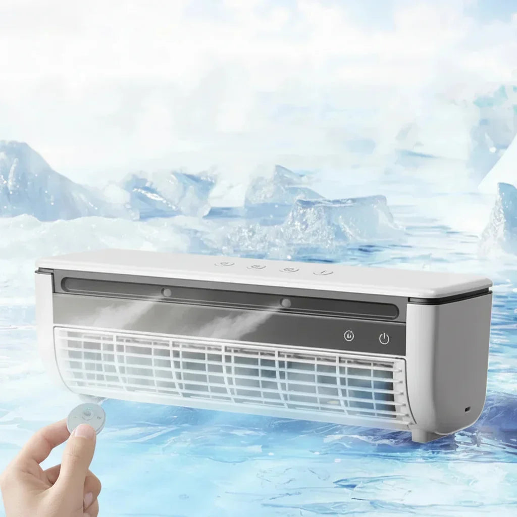 Ar condicionado portátil de parede - Controlo remoto, design sem pás