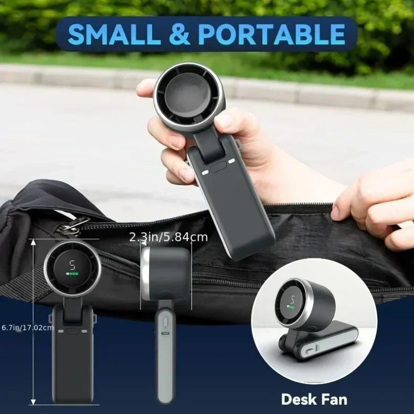 Rechargeable Neck Clip-On Mini Fan — Five-Speed Adjustable Settings