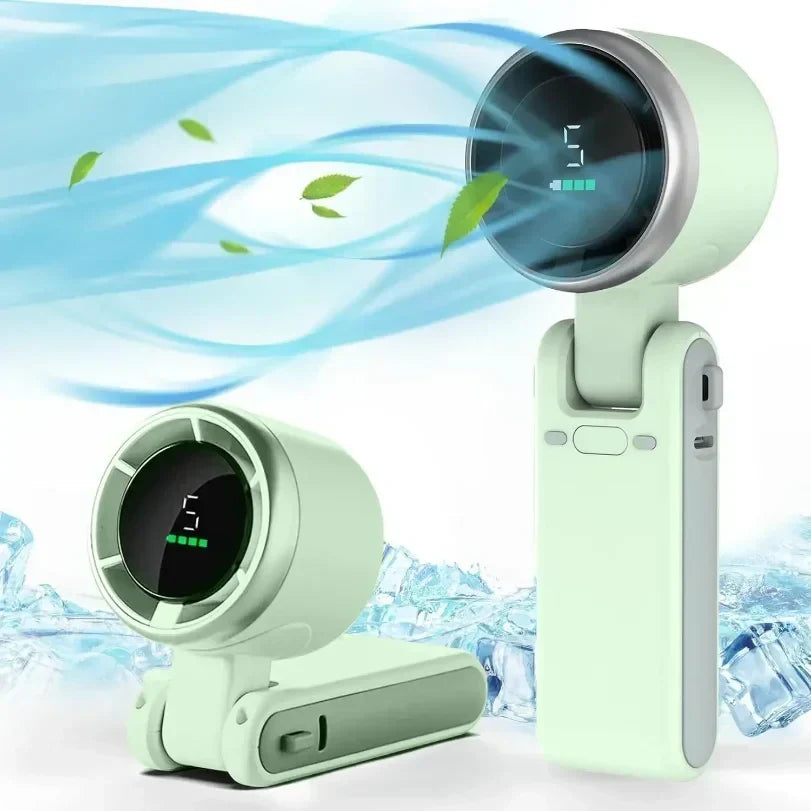 Rechargeable Neck Clip-On Mini Fan — Five-Speed Adjustable Settings