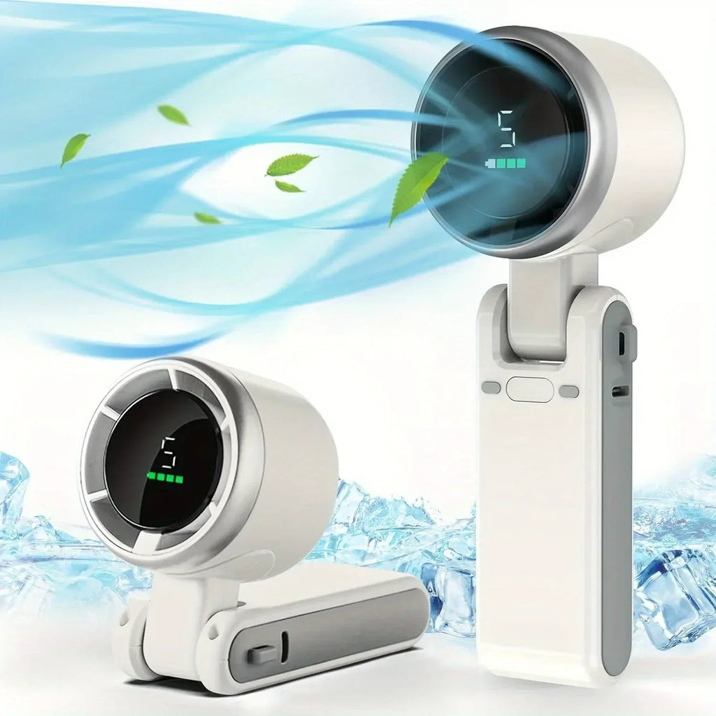 Rechargeable Neck Clip-On Mini Fan — Five-Speed Adjustable Settings