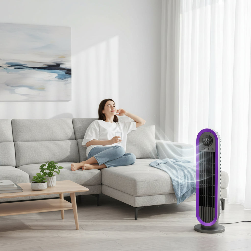 Portable Tower Oscillating Fan Quiet Bladeless Adjustable | Meowbutter