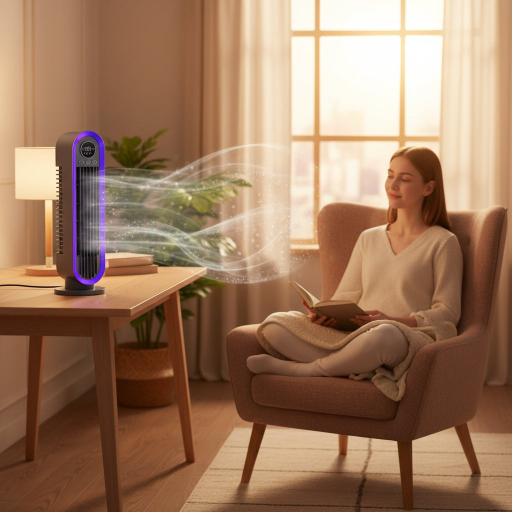 Portable Tower Oscillating Fan Quiet Bladeless Adjustable | Meowbutter