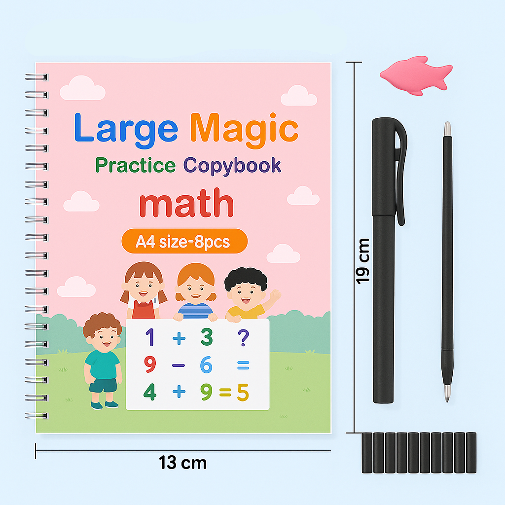 Caderno de Exercícios de Prática Alfabeto Número Desenho Matemática | Meowbutter