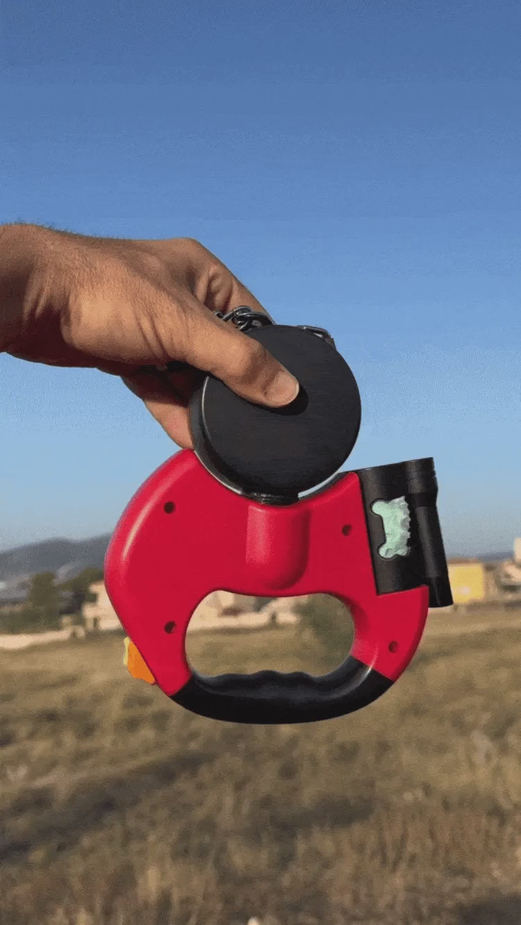 Dual Retractable Dog Leash for Walking Two Dogs with One Hand