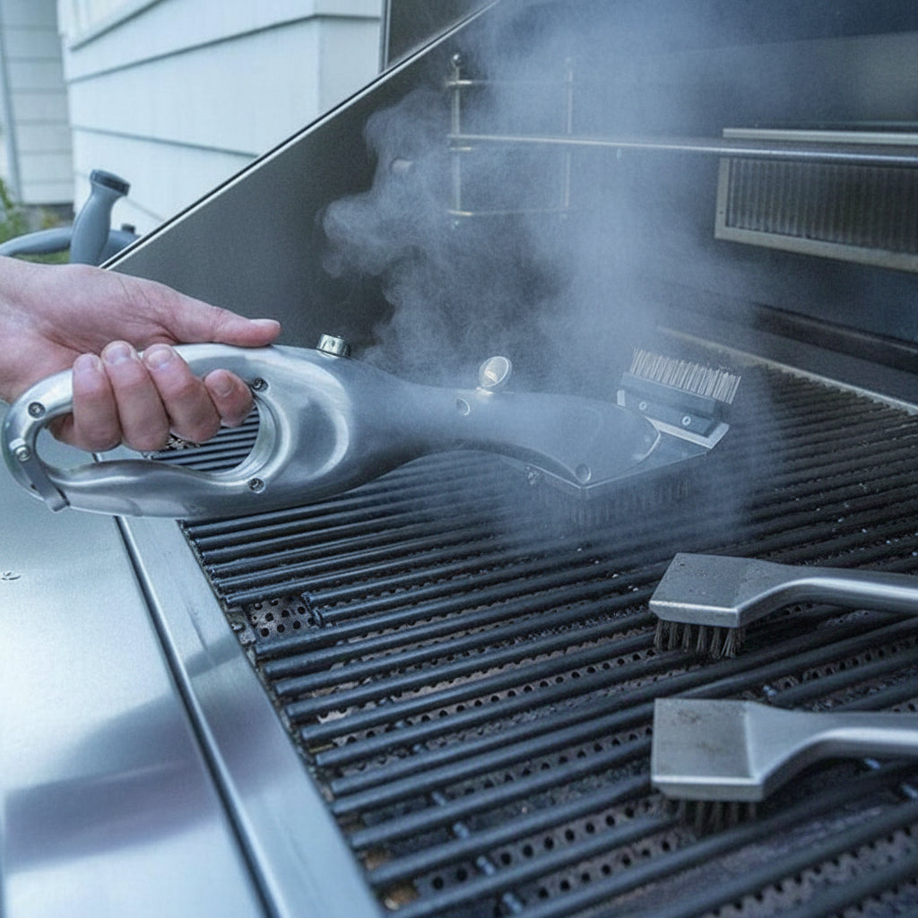 Odolný kartáč na gril BBQ - parní čistič a ocelové štětiny